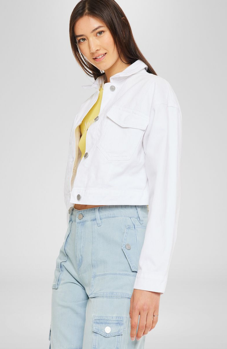 KanCan Francis Cropped Jacket, Alternate, color, White