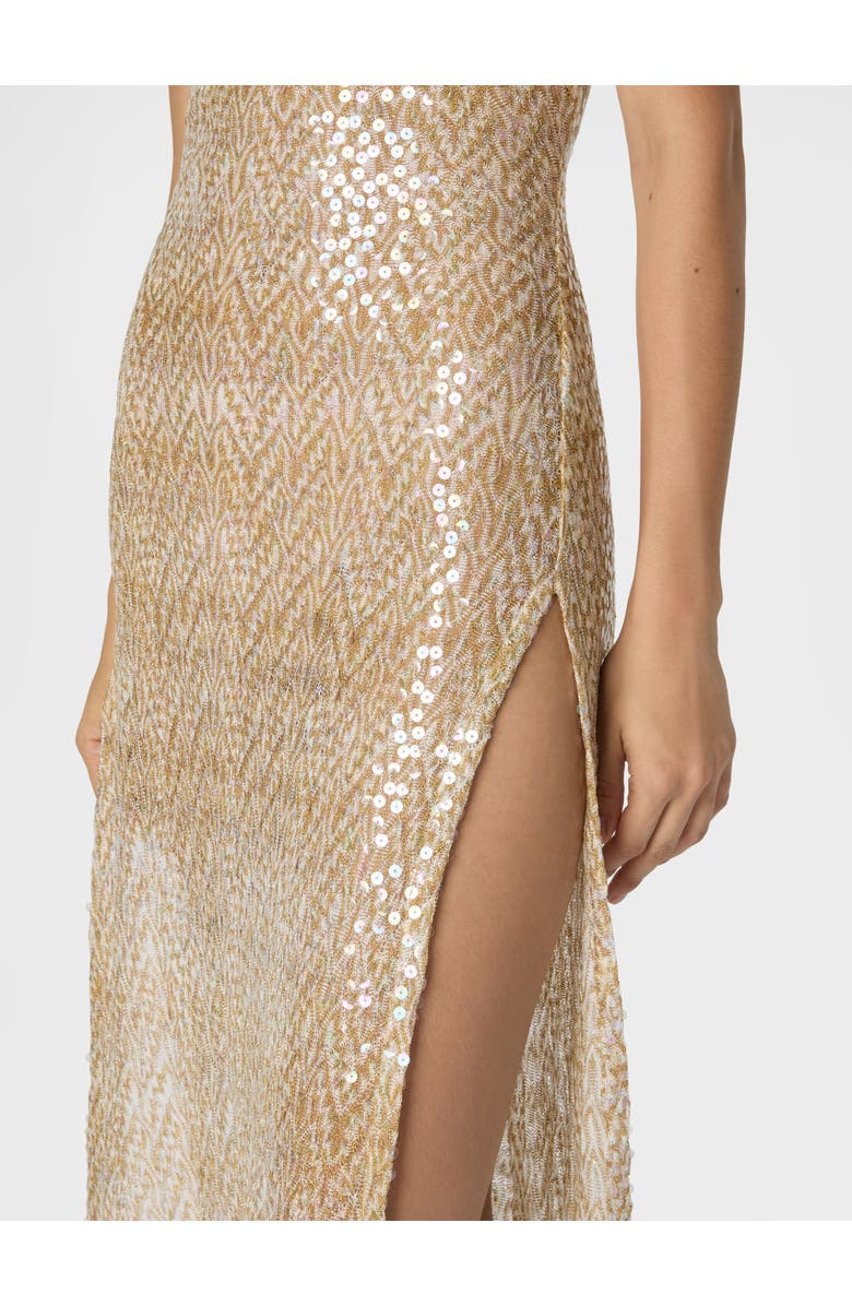 Missoni Long Cover-up In Lamé Viscose With Lace Motif And Sequins, Alternate, color, Gold& White