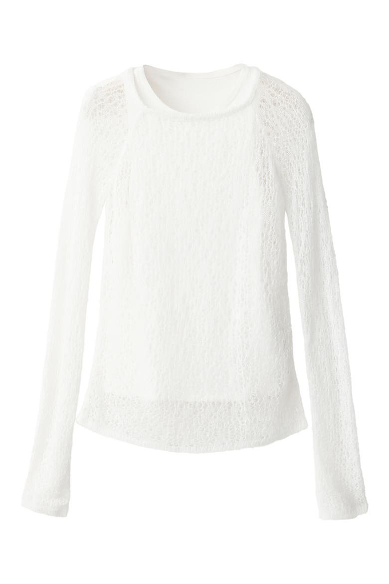Openwork Knit Layered Sweater, Alternate, color, ECRU