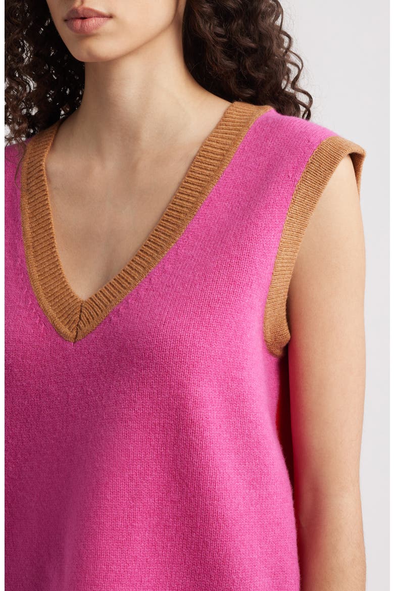Olivia Colorblock Merino Wool Sweater Vest, Alternate, color, PARTY PINK