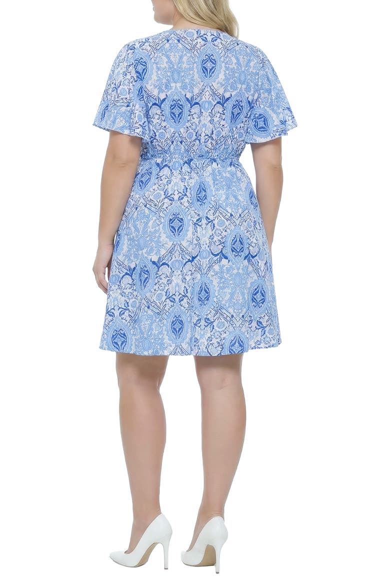 Floral Print Surplice Neck Dress, Alternate, color, BLUE FLORAL