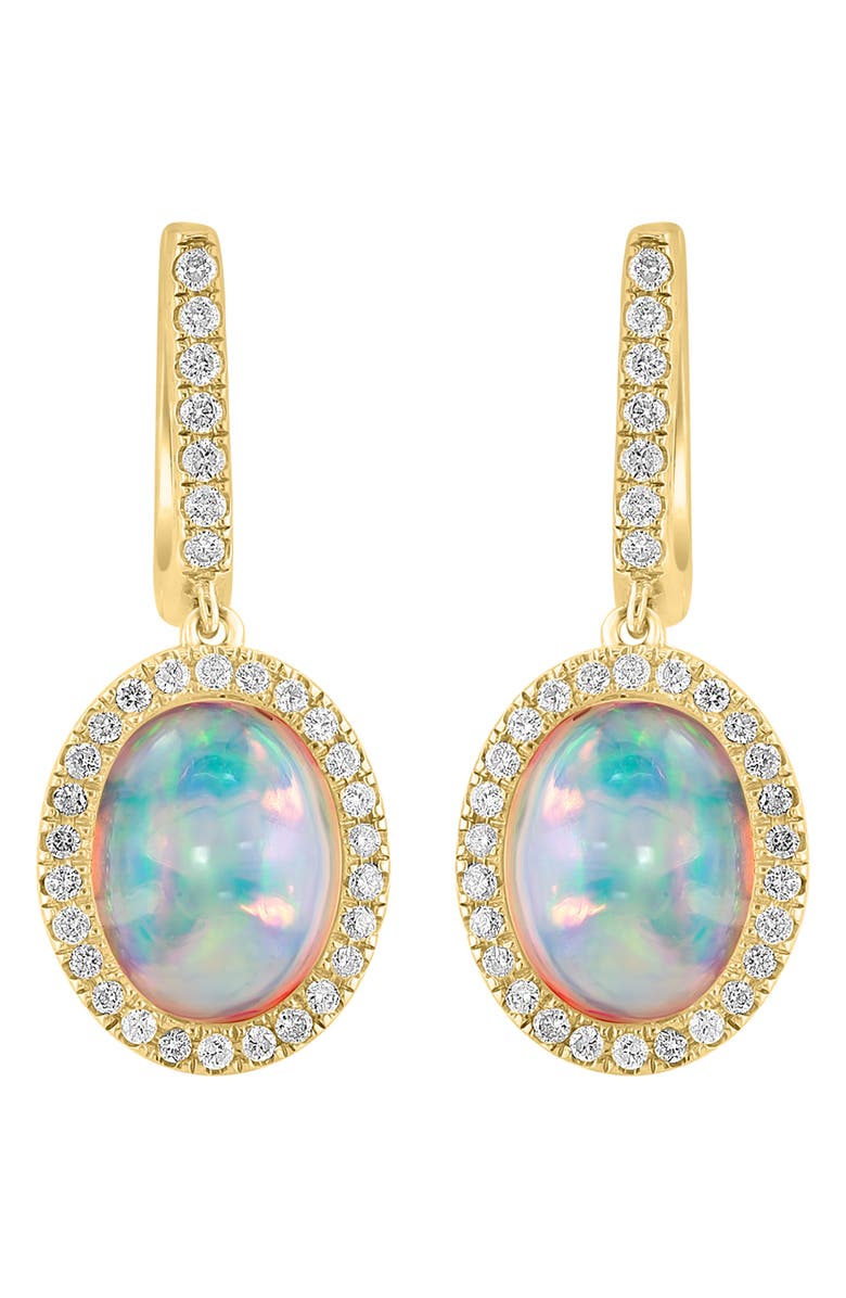 EFFY 14K Gold Diamond & Ethiopian Opal Drop Earrings, Main, color, 