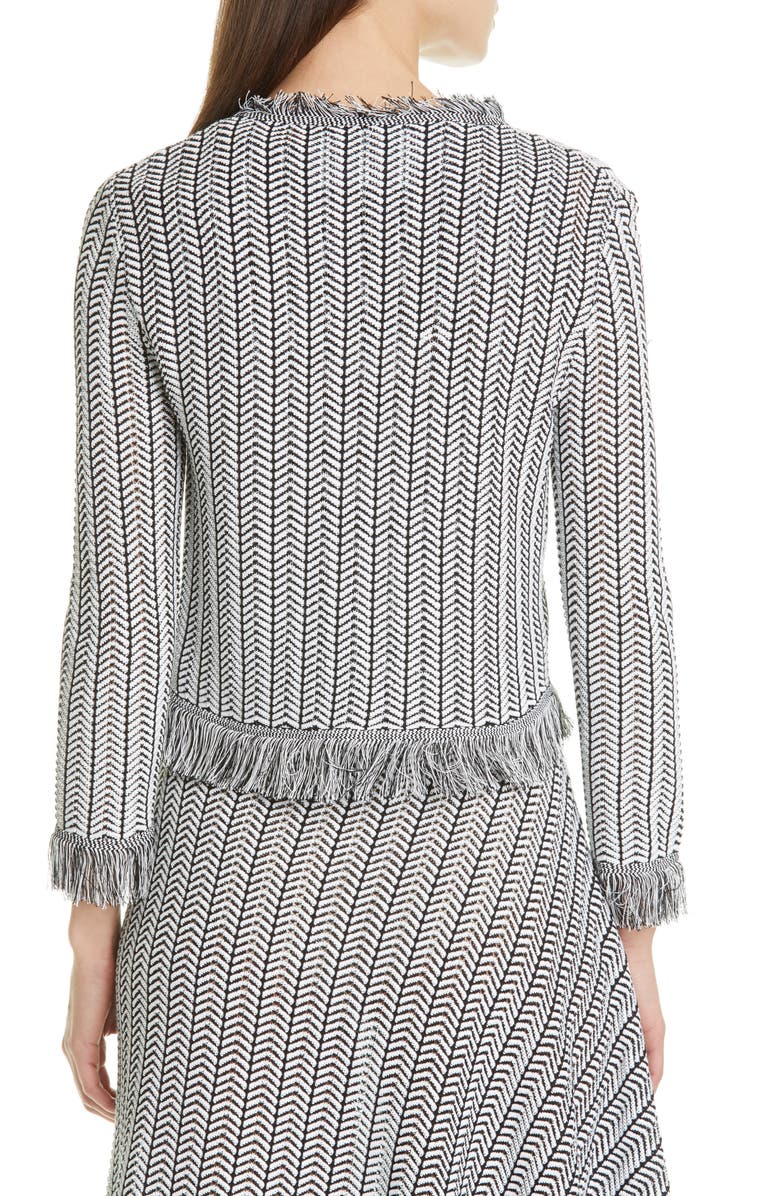 Oscar de la Renta Herringbone Knit Cardigan, Alternate, color, 