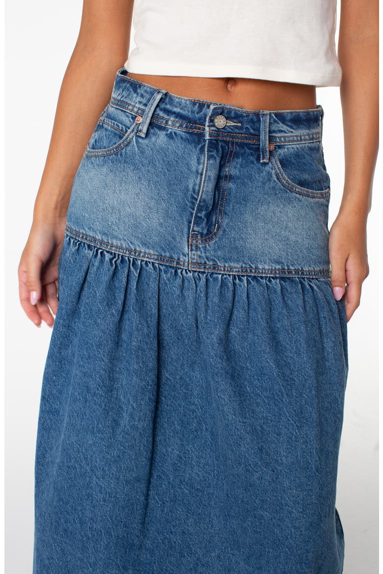 Nocturne Denim Maxi Skirt, Alternate, color, SALT FADE