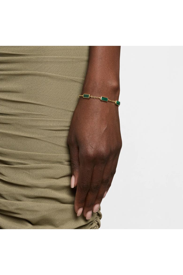 Five Station Dash Rectangle Bracelet In Sterling With 18K Gold Overlay, Alternate, color, GREEN