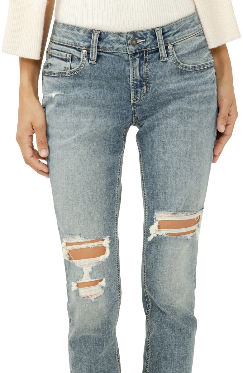 Silver Jeans Co. Ripped Girlfriend Jeans, Alternate, color, Camden