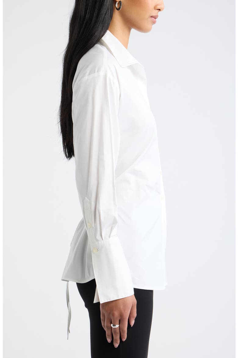 Tie Back Button Up Shirt, Alternate, color, WHITE