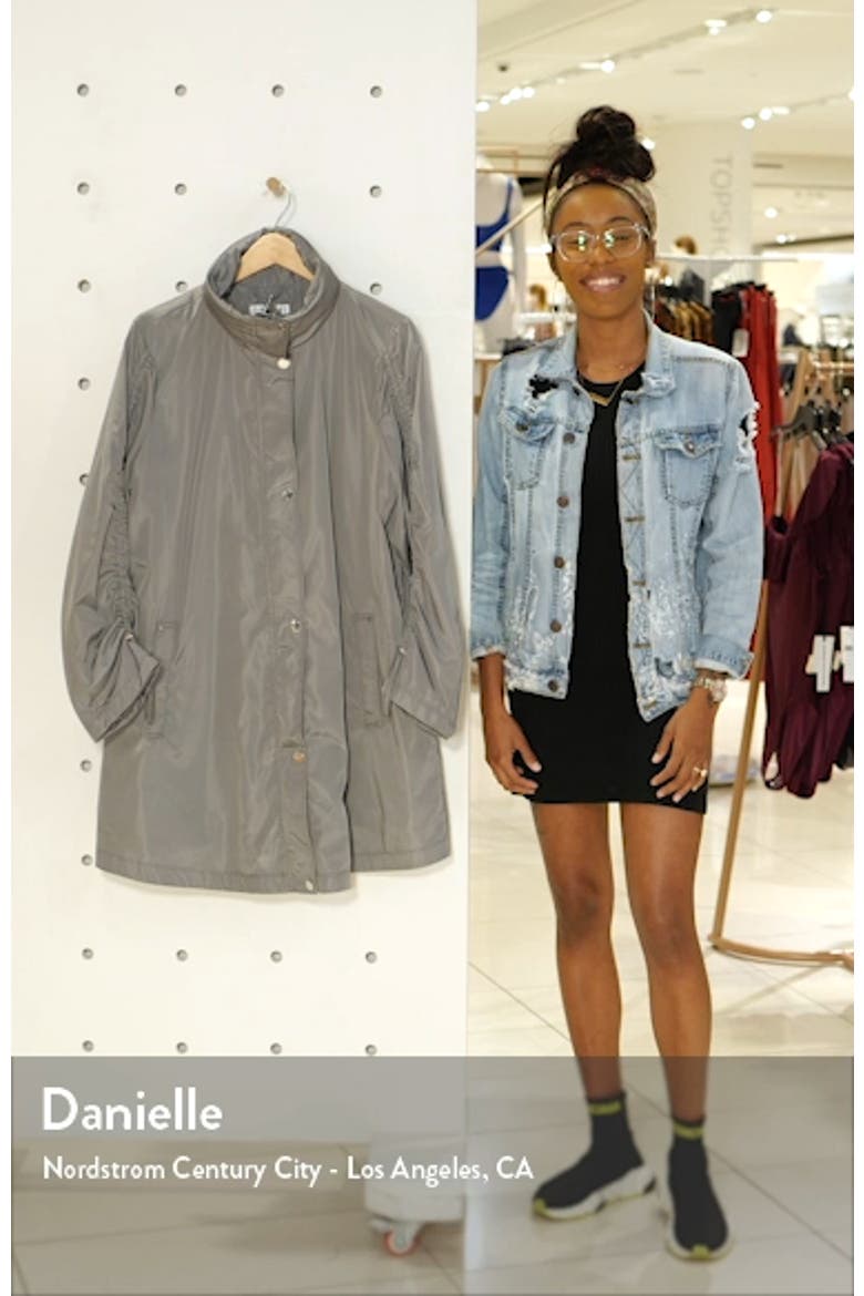 Ruched Sleeve Packable Rain Jacket video