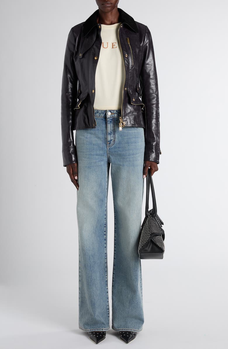 McQueen Kickback Leather Jacket, Alternate, color, Royal