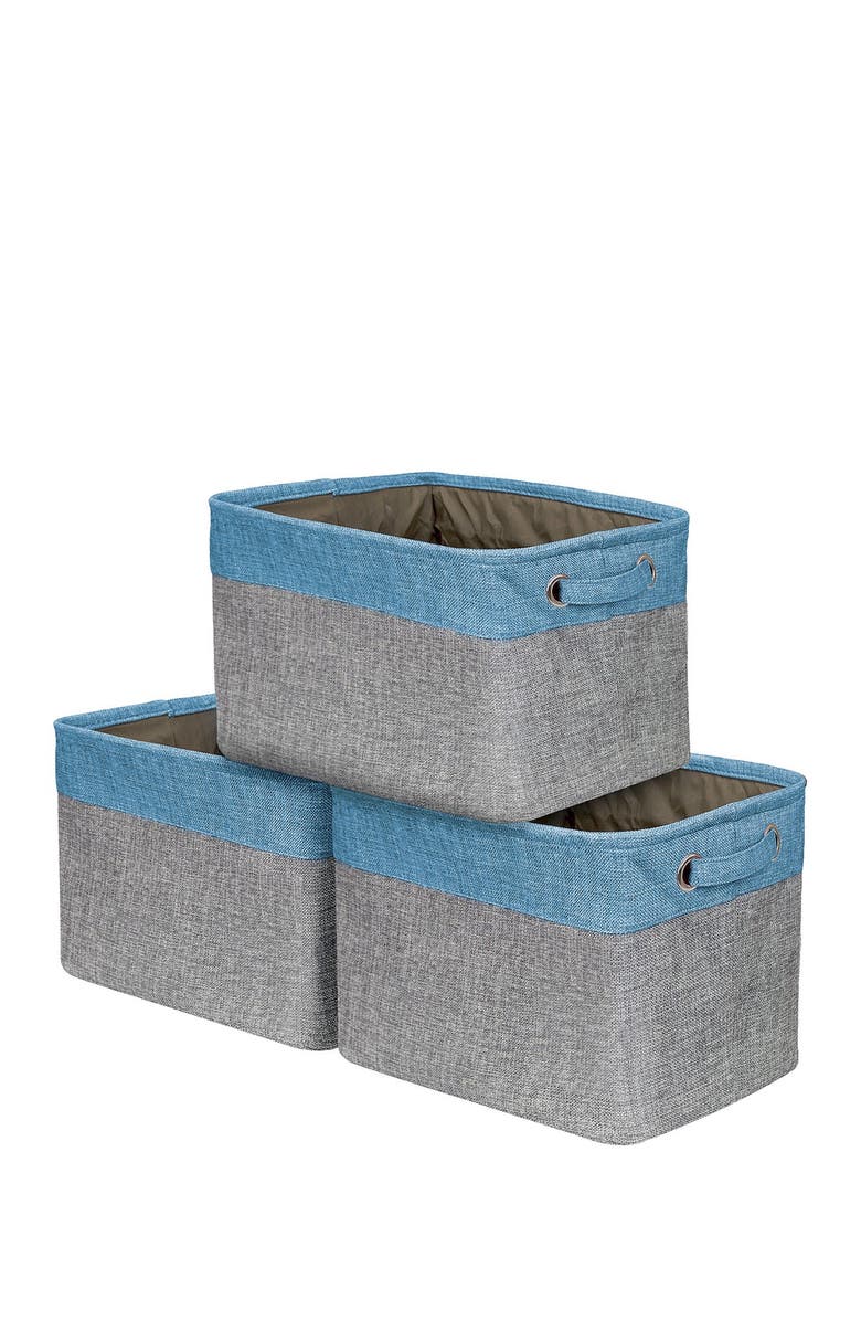 SORBUS Aqua Twill Storage Basket - Set of 3, Main, color, Aqua