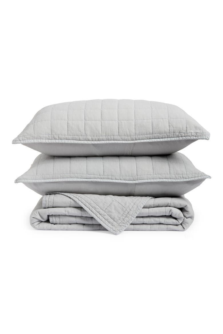 Soft Wash Grid Quilt & Shams Set, Main, color, BLUE PEARL