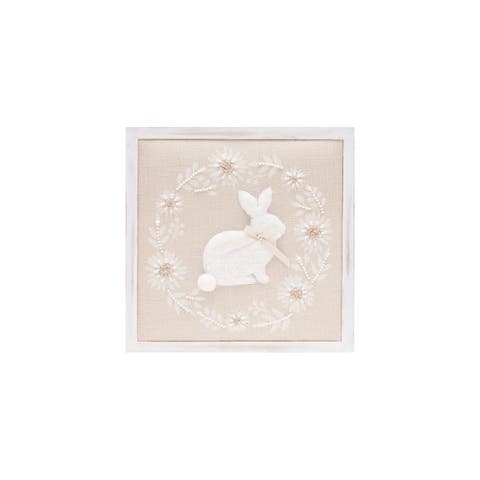 10"H x 1.25"L x 10"W White Bunny Wreath Shadow Box