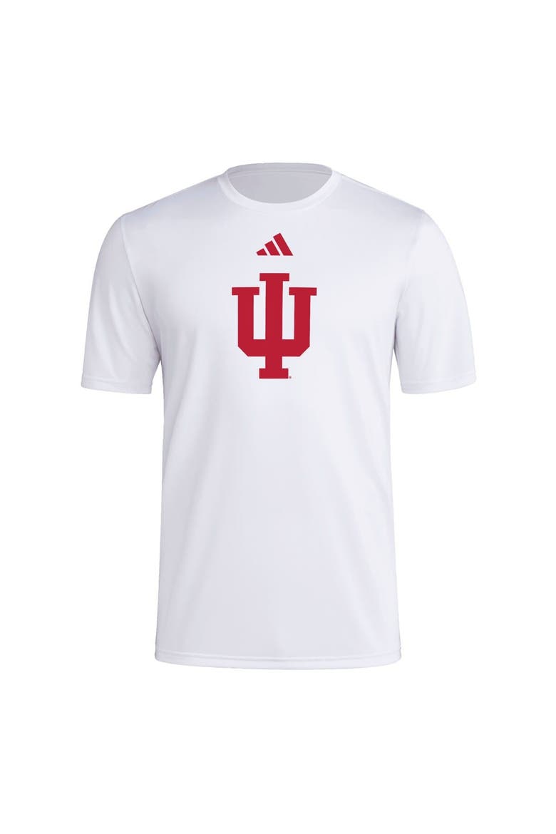 Men's adidas White Indiana Hoosiers Primary Locker Logo Pre-Game AEROREADY T-Shirt, Alternate, color, White