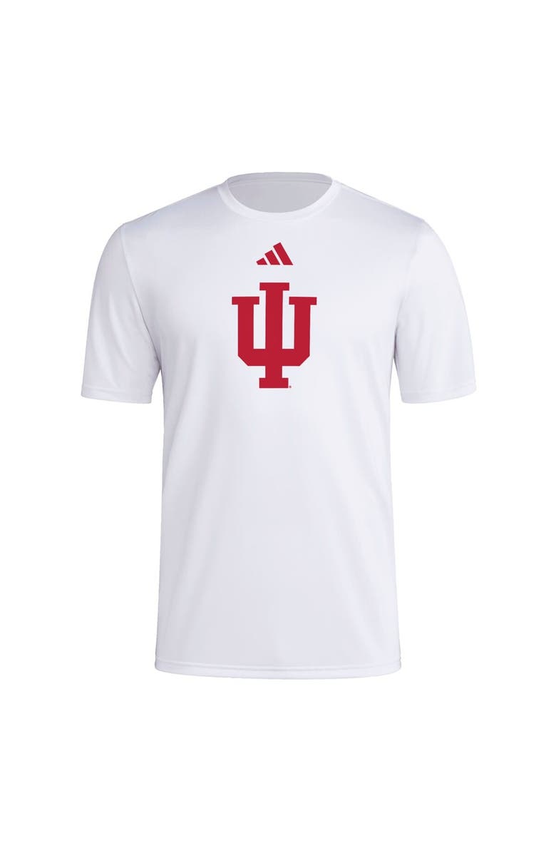 adidas Men's adidas White Indiana Hoosiers Primary Locker Logo Pre-Game AEROREADY T-Shirt, Alternate, color, 