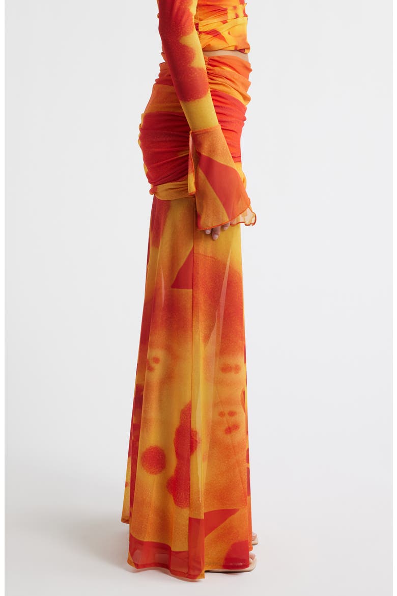 Susurro Print Semi Sheer Maxi Skirt, Alternate, color, PEACH
