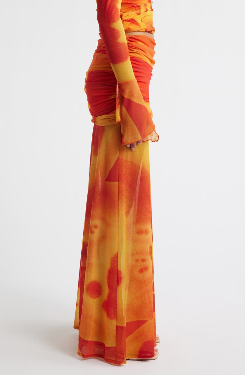 Feners Susurro Print Semi Sheer Maxi Skirt, Alternate, color, Peach