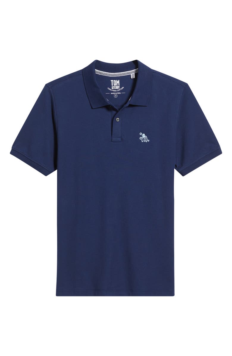 Tom & Teddy Short Sleeve Pima Cotton Piqué Polo, Alternate, color, Classic Blue