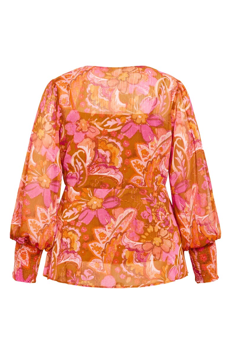 City Chic Alexis Paisley Long Sleeve Wrap Top, Alternate, color,