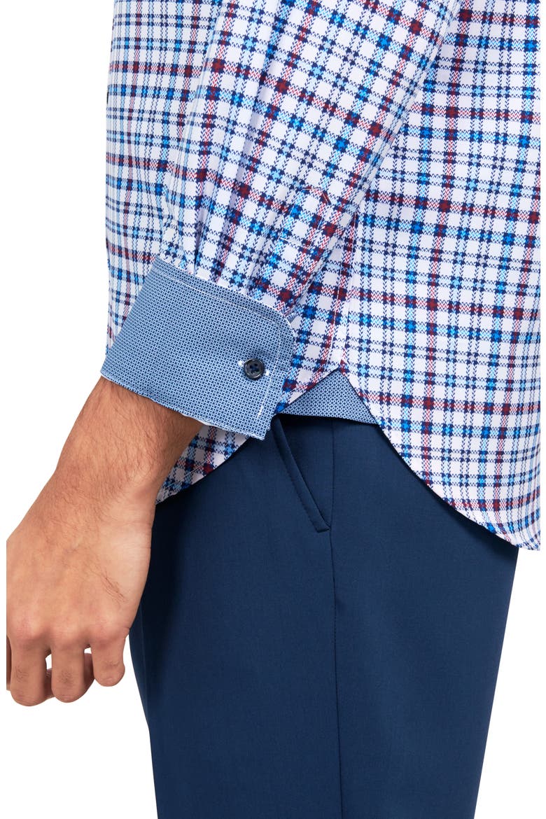 Check Performance Dress Shirt, Alternate, color, BLUE/ RED