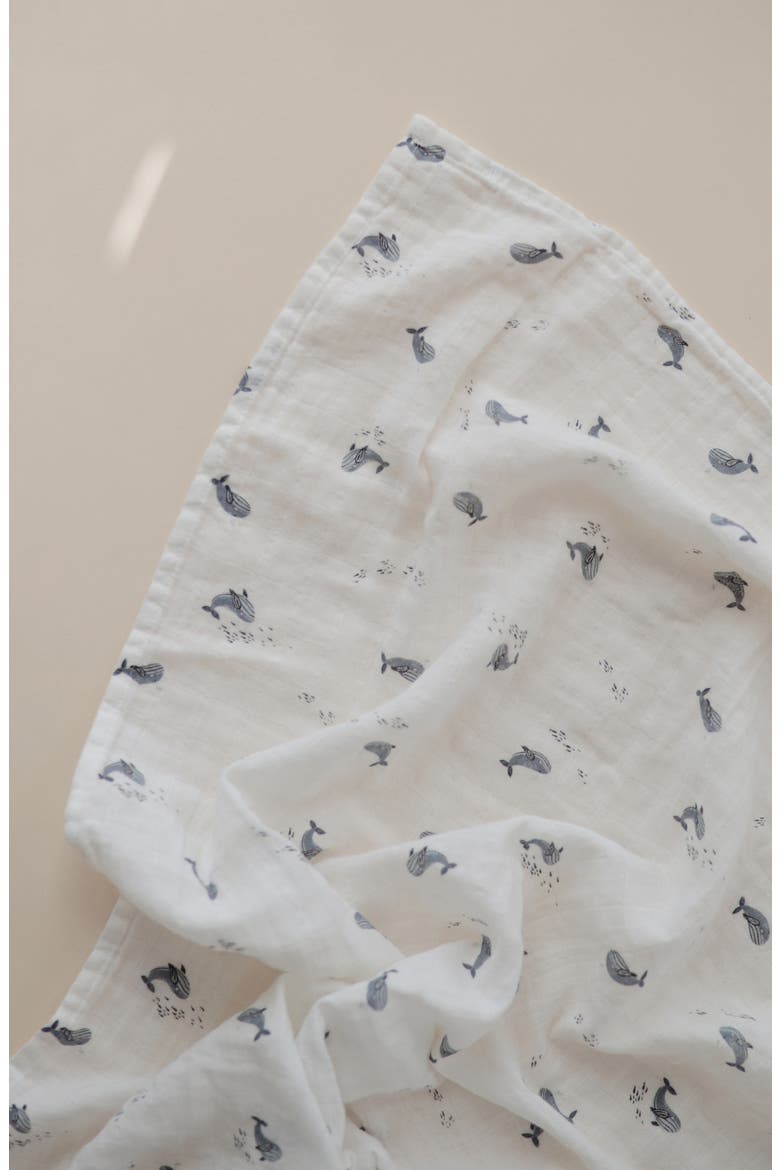 Muslin Swaddle Blanket, Alternate, color, WHALES