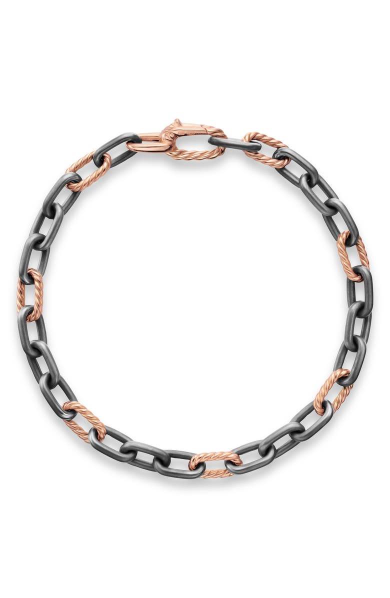 David Yurman DY Madison Chain Bracelet in Grey Titanium with 18K Rose Gold, 6mm, Alternate, color, Alternative Material