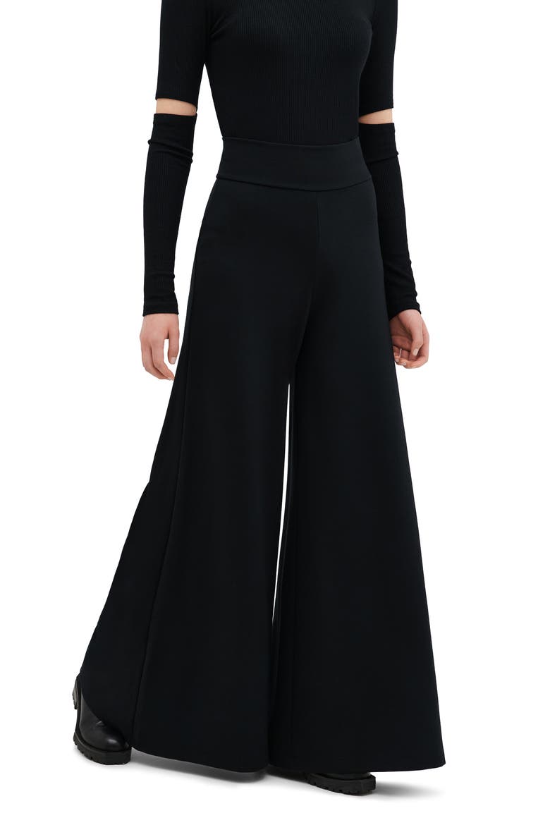 Georgia High Waist Wide Leg Ponte Knit Pants, Alternate, color, BLACK