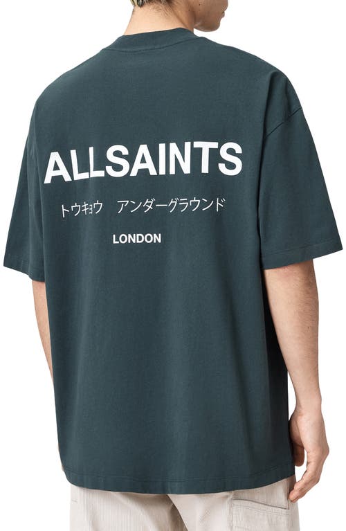 Allsaints Underground Oversize Graphic T-shirt In Blue