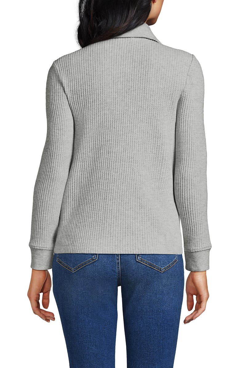 Lands' End Waffle Relaxed Long Sleeve Shirt Jacket, Alternate, color, Gray Heather