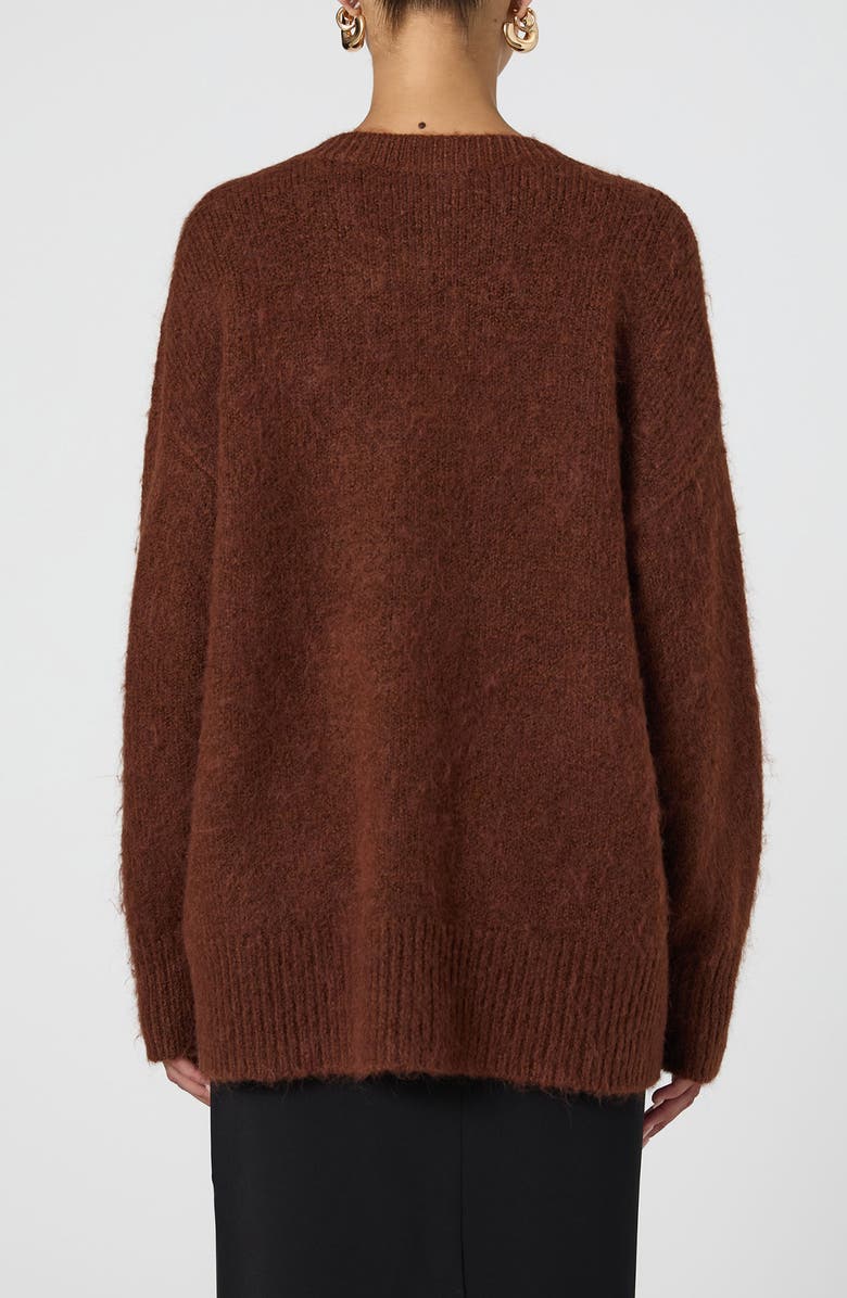 French Connection Oversize V-Neck Sweater, Alternate, color, Chocolate