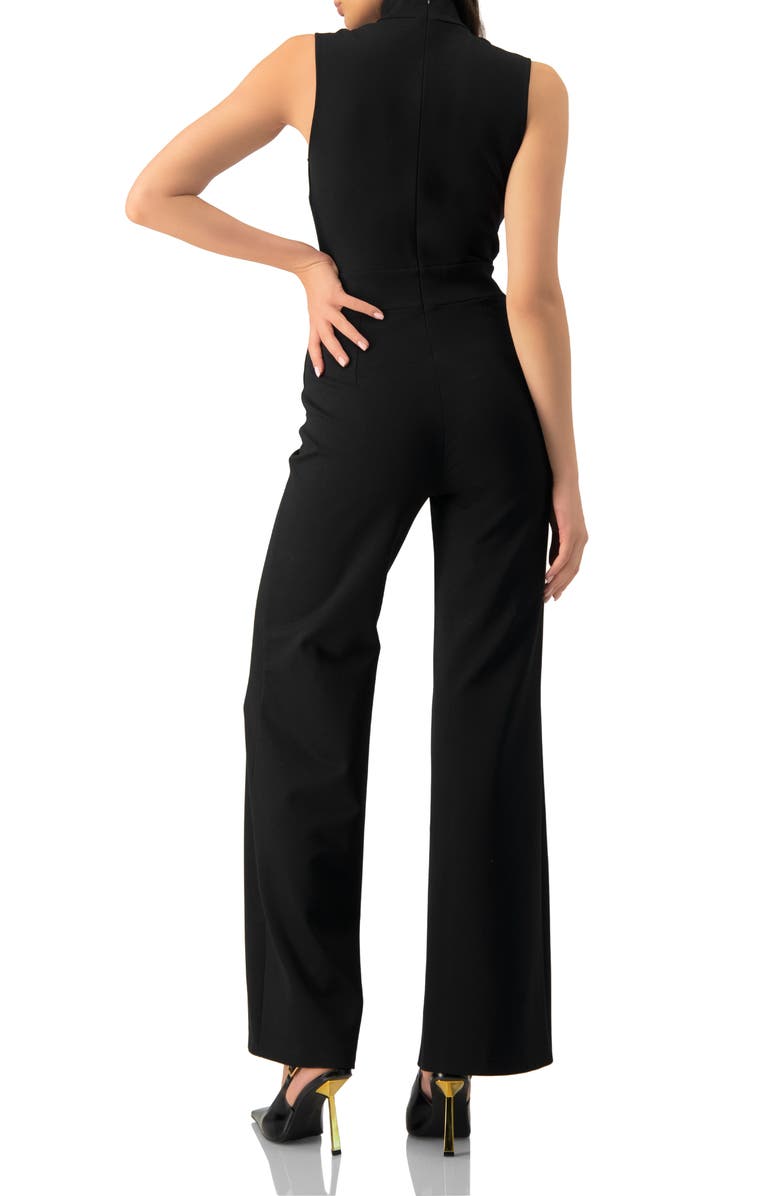 IVONNE High-Neck Jumpsuit with See-Though Neckline, Alternate, color, Black