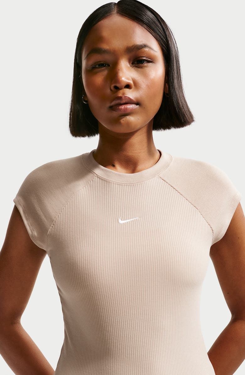 Nike Chill Crop Rib T-Shirt, Alternate, color, Linen/ Sail