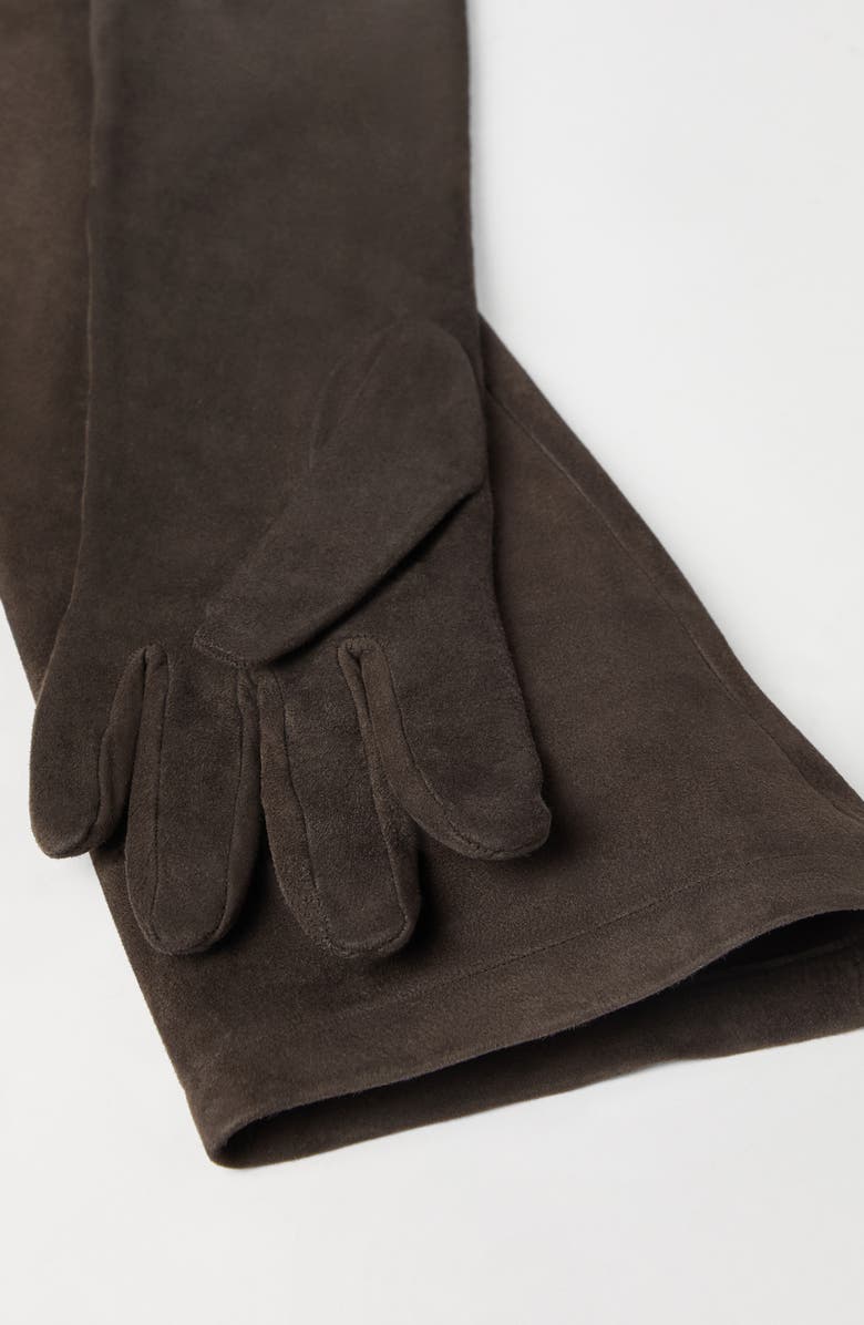 Brunello Cucinelli Couture suede gloves, Alternate, color, Rust Brown