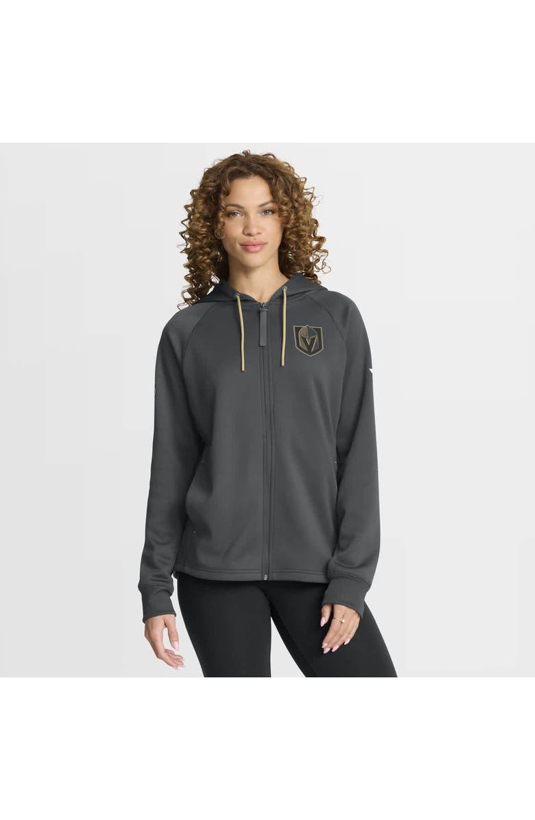 FANATICS Women's Fanatics Black Vegas Golden Knights Authentic Pro Rink Raglan Full-Zip Hoodie, Main, color, Black