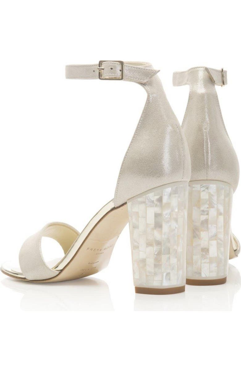 Freya Rose Martene Ankle Strap Pearl Heel Sandal, Alternate, color, Champagne