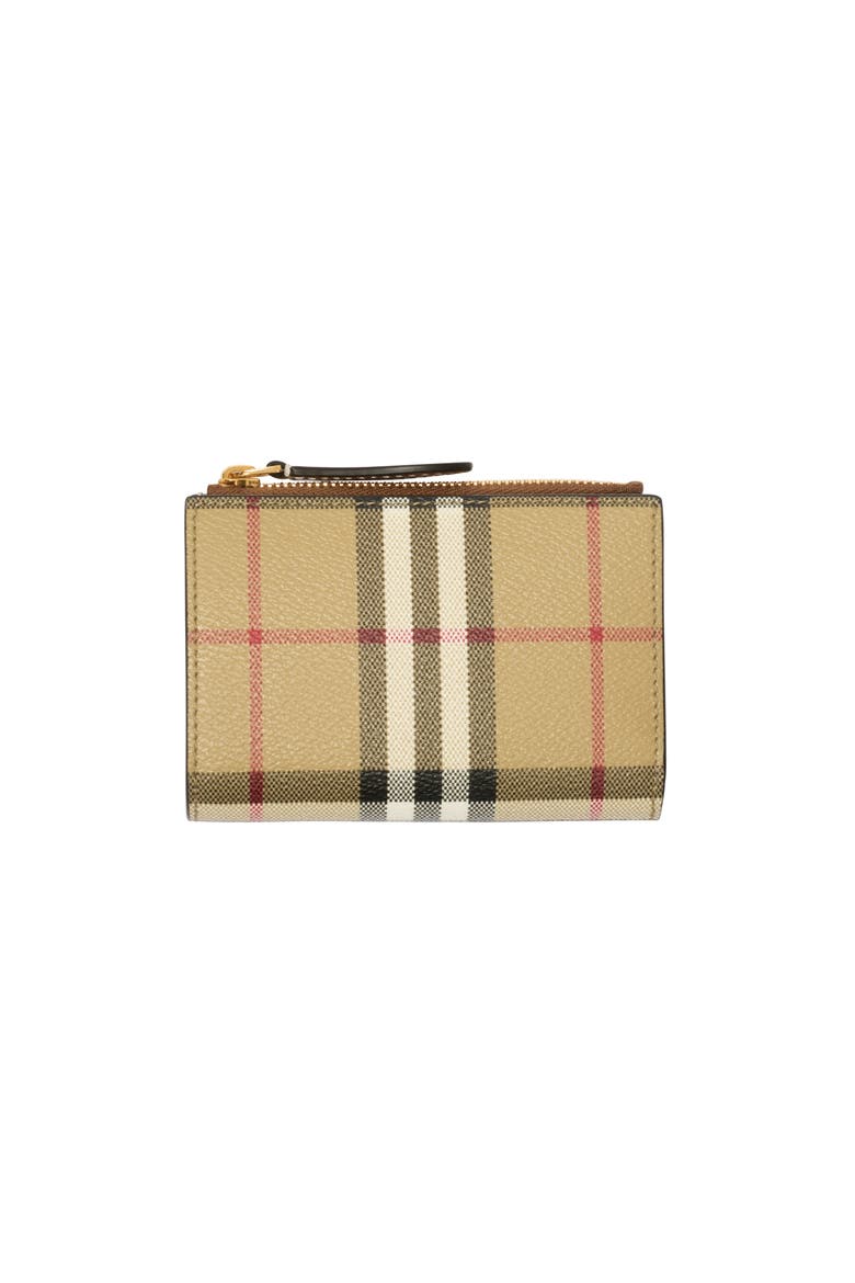 Small Check Bifold Wallet, Main, color, Archive beige
