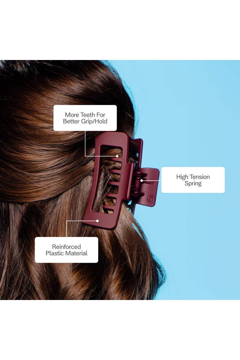 Rectangle Double Teeth Claw Clip, Alternate, color, Brown