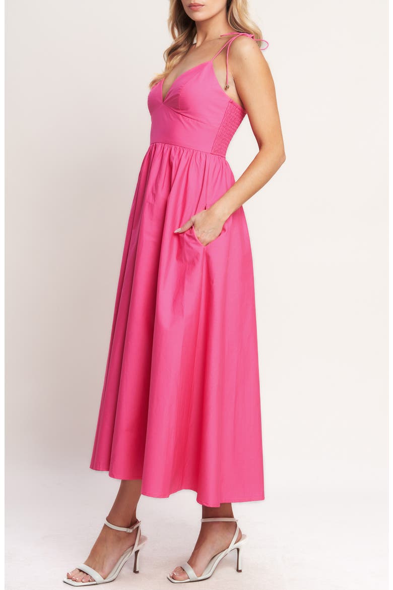 Fit & Flare Cotton Midi Sundress, Alternate, color, FUCHSIA