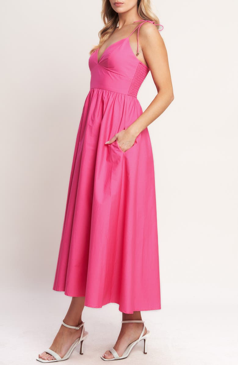FLYING TOMATO Fit & Flare Cotton Midi Sundress, Alternate, color, Fuchsia