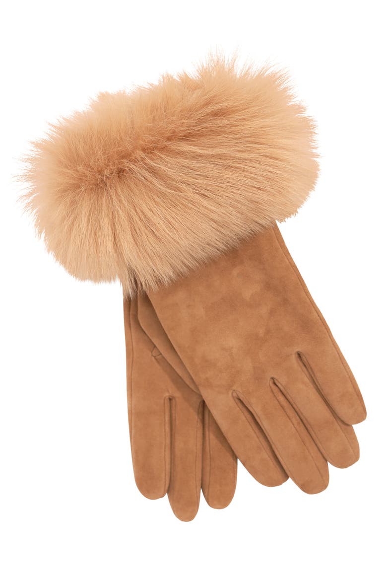 Toscana Trim Suede Gloves, Alternate, color, TOBACCO