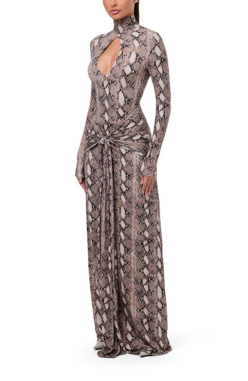 Naked Wardrobe Snake Print Long Sleeve Maxi Dress In Animal Print