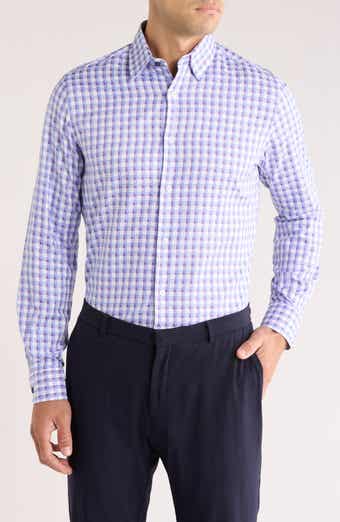 Duchamp Tailored Fit Check Print Dress Shirt