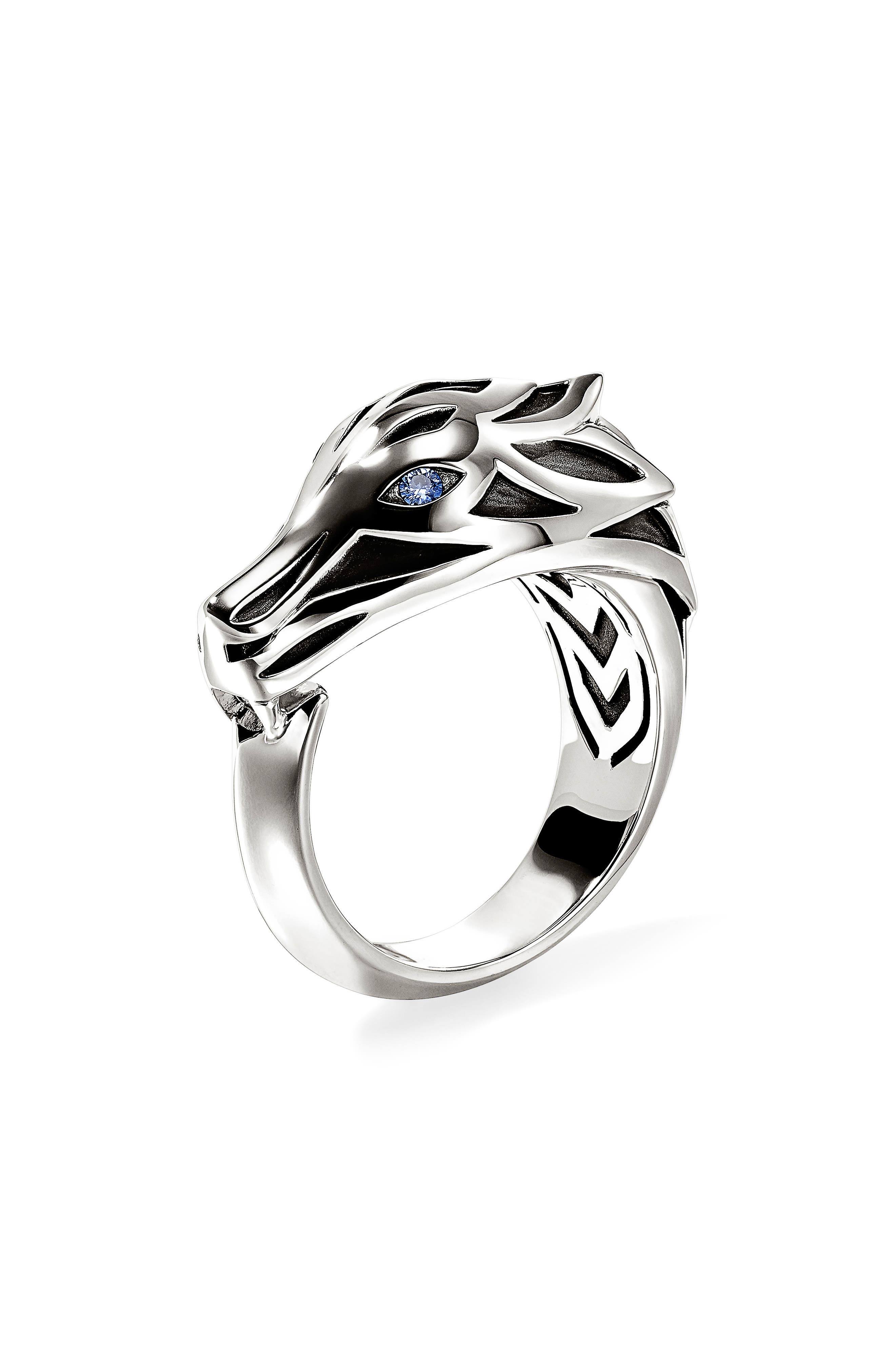 Naga Sterling Silver Ring with Blue Sapphire