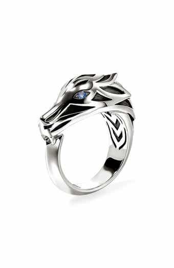 Naga Sterling Silver Ring with Blue Sapphire