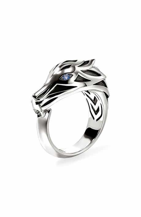 Naga Sterling Silver Ring with Blue Sapphire