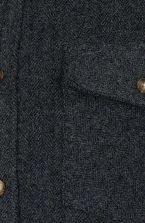 Px Herringbone Stripe Shacket In Black