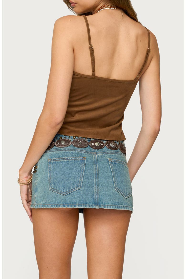 Faux Suede Split Front Camisole, Alternate, color, BROWN