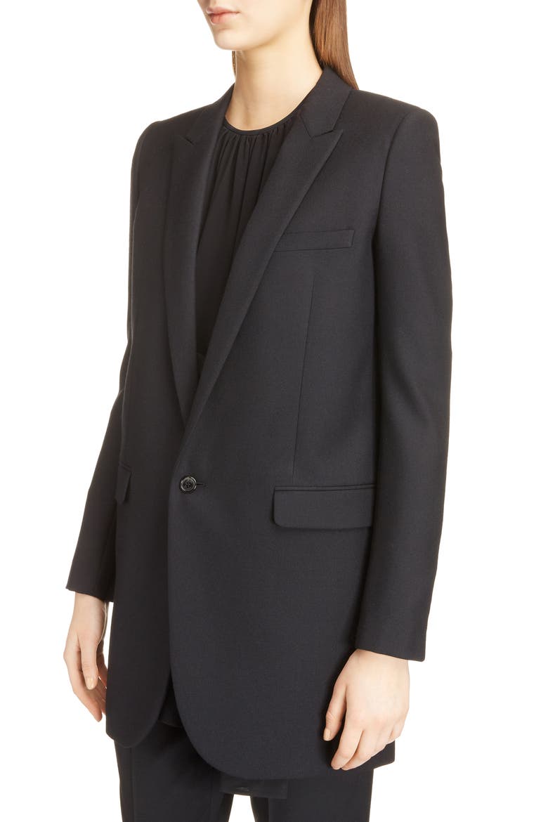 Long Gabardine Tuxedo Blazer, Alternate, color, NERO