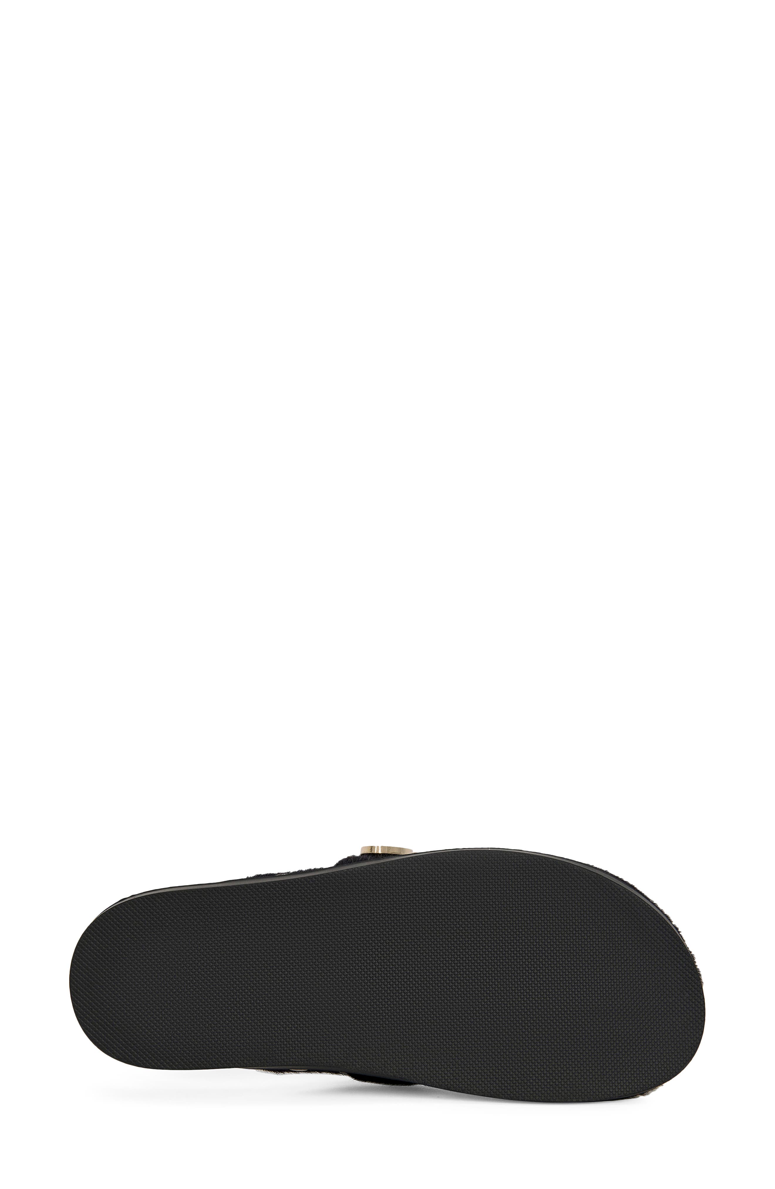 Walsh Stud Faux Fur Mule, Alternate, color, BLACK