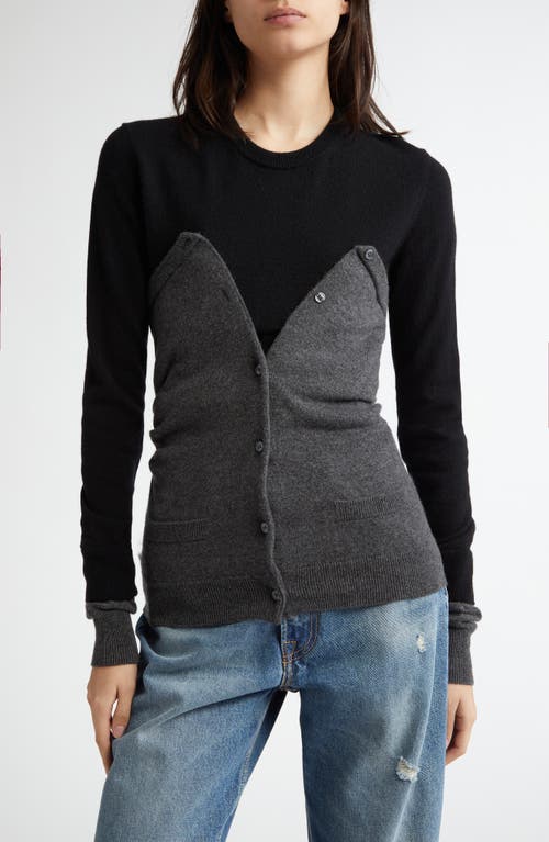 Meryll Rogge Bustier Overlay Crewneck Sweater in Black/Grey 