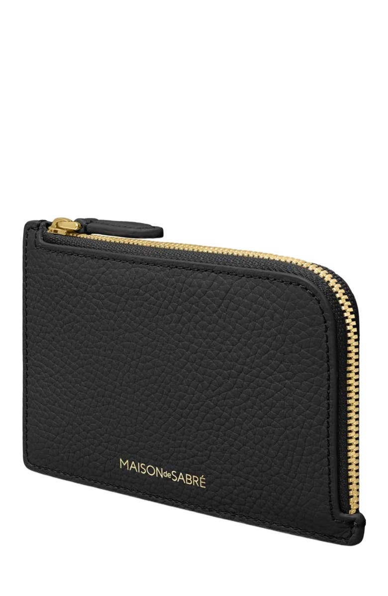 MAISON de SABRÉ Leather Zip Card Holder, Alternate, color, Black Caviar